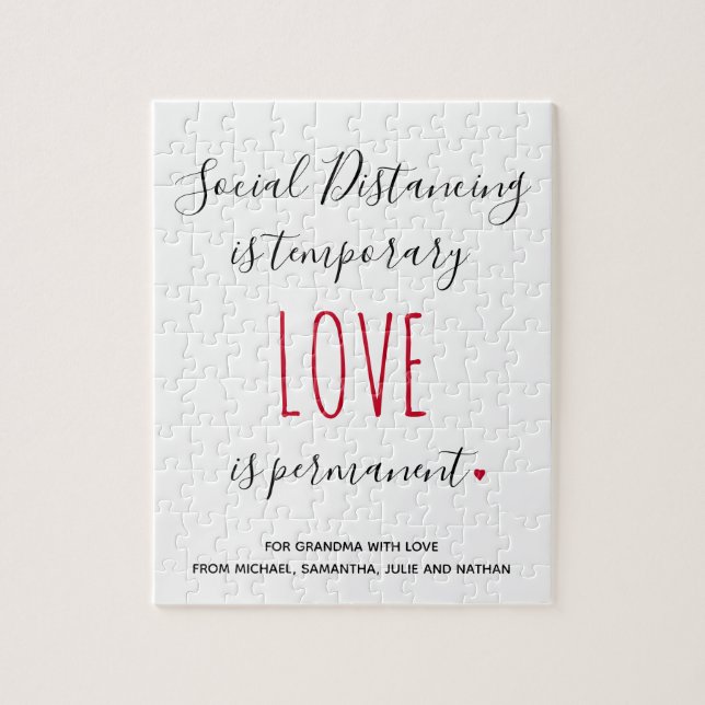 Puzzle Message d'amour personnalisé distance sociale (Vertical)