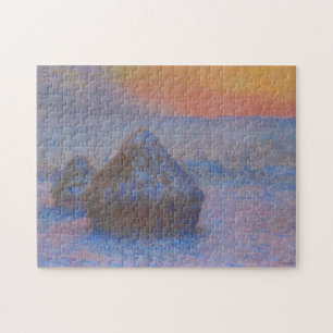 Puzzle Meules de plaisance à Sunset Snow Effect Monet Fin