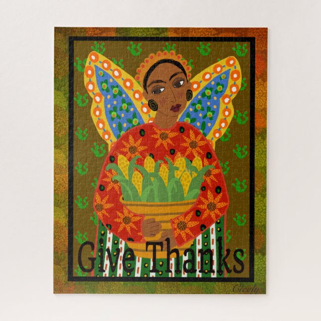 Puzzle Mexicain Folk Art Angel Thanksgiving 520 pc. Puzzl (Vertical)