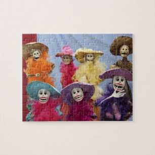 Puzzle Mexique. Catrinas squelettiques, figures célébrant