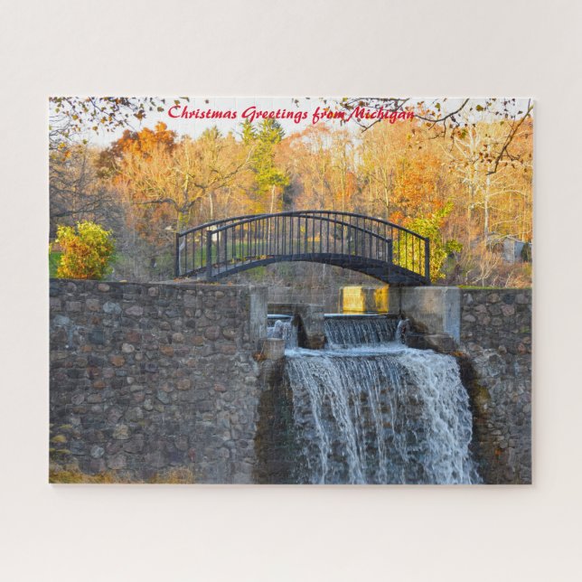 Puzzle Michigan Footbridge voeux de Noël (Horizontal)