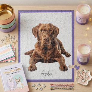 Puzzle Mignon Labrador Retriever au Chocolat Personnalisé