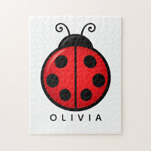 Puzzle Mignonne coccinelle rouge avec nom personnalisé - 