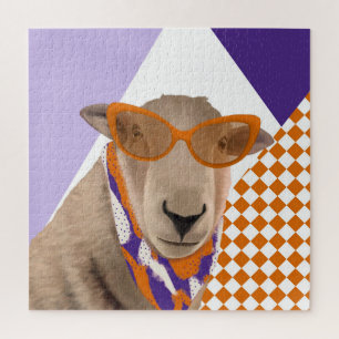 Puzzle Mignonne Mouton Avec Lunettes