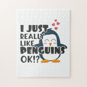 Puzzle Mignonne Pingouin J'Aime Vraiment Les Pingouins D'