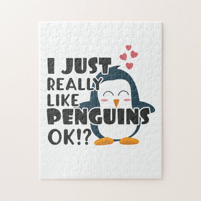 Puzzle Mignonne Pingouin J'Aime Vraiment Les Pingouins D' (Vertical)