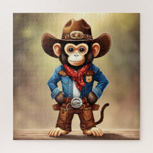 Puzzle Mignonne singe en costume de cowboy
