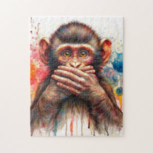 Puzzle Mignonne singe ne parle pas d'art mal