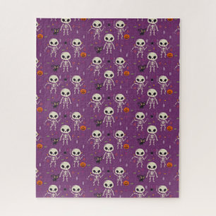 Puzzle Mignons squelettes motif Halloween violet