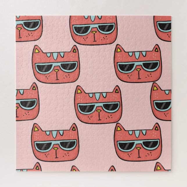 Puzzle Mignons visages de chat, motif sans soudure. (Vertical)