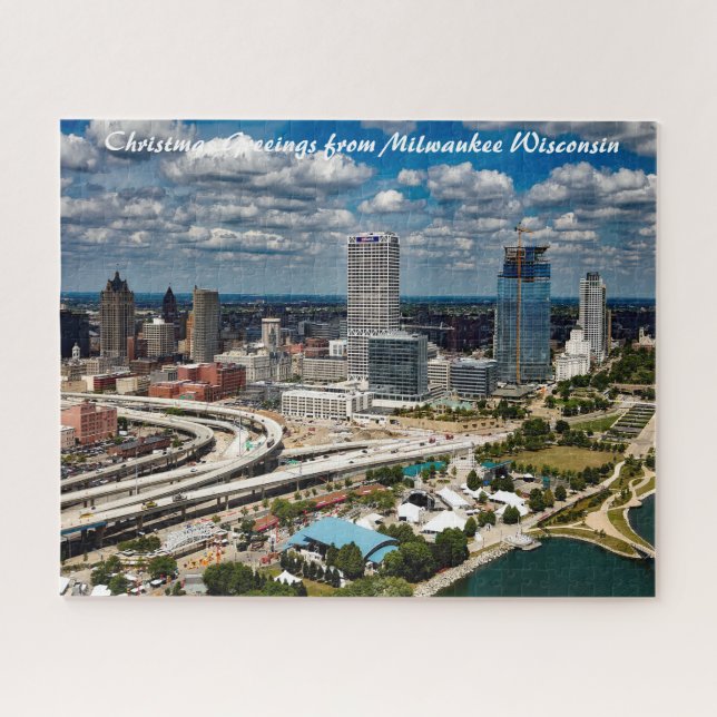 Puzzle Milwaukee Wisconsin. voeux de Noël (Horizontal)