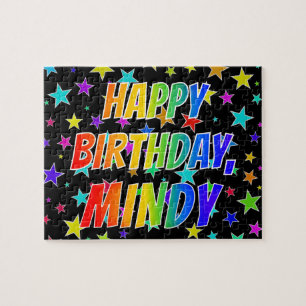 Puzzle "MINDY" Prénom, Fun "JOYEUX ANNIVERSAIRE"