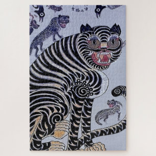 Puzzle Minhwa coréenne de tigre avec trois cubes