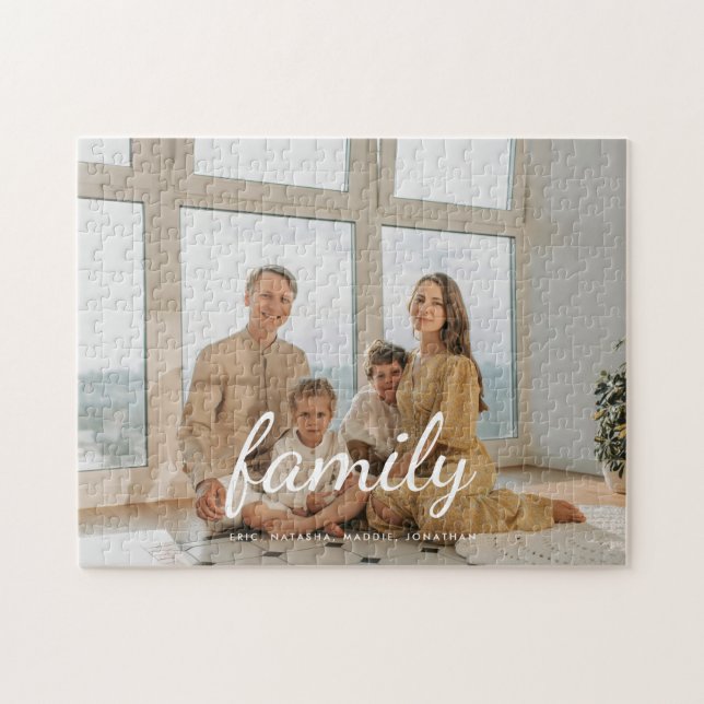 Puzzle Mini script personnalisé photo et noms de famille (Horizontal)