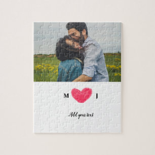 Puzzle minimal add yd name monogram invit