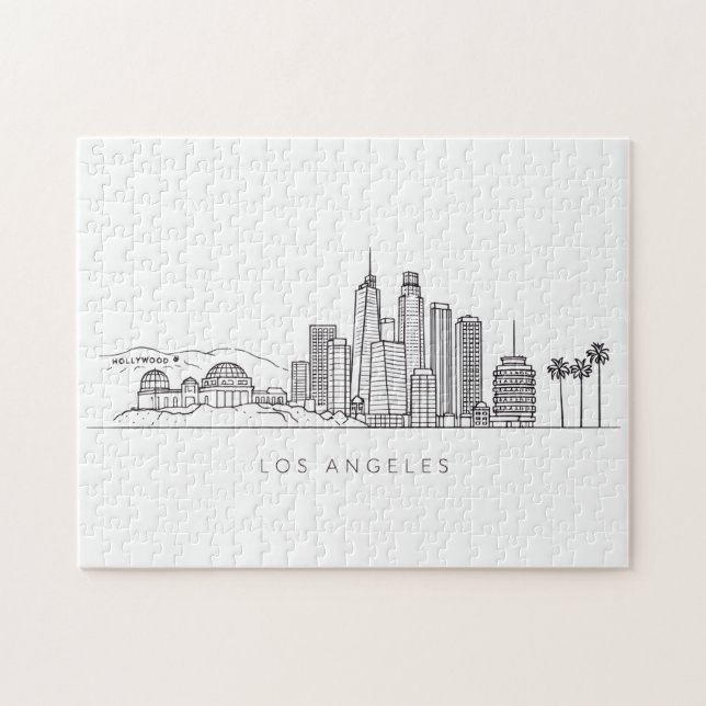 Puzzle Minimalist Los Angeles Skyline Illustration (Horizontal)