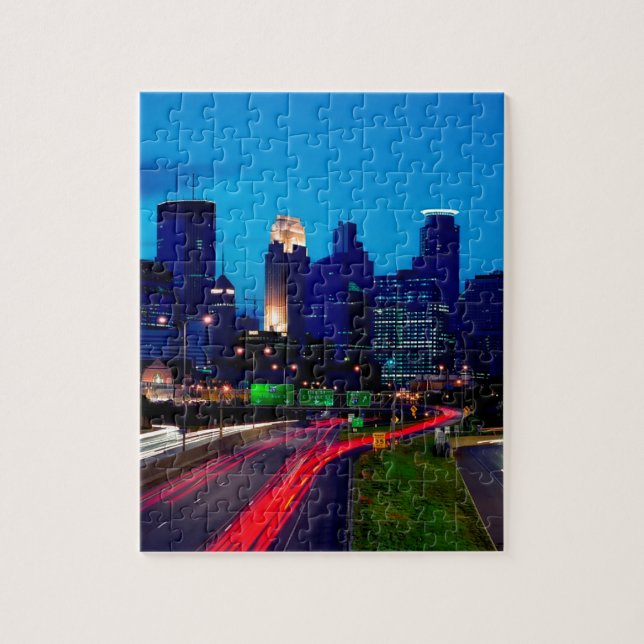 Puzzle Minneapolis Night Skyline (Vertical)