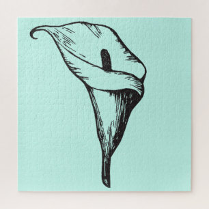 Puzzle Mint Green Calla Lily Botanical Flower Floral