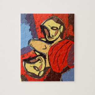 Puzzle Miroir Homme Avec Serviette Bleue,