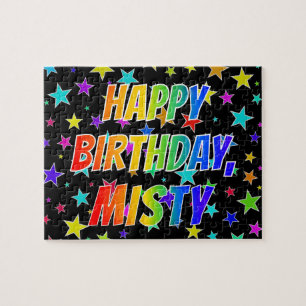 Puzzle "MISTY" Prénom, Amusant "HEUREUX ANNIVERSAIRE"