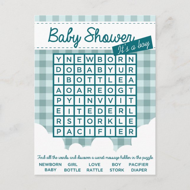 Puzzle mit Babydusche Einladungspostkarte (Vorderseite)