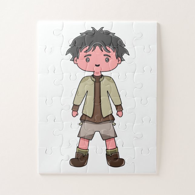 Puzzle mit Cartoon-Jungen-Illustration (Vertikal)