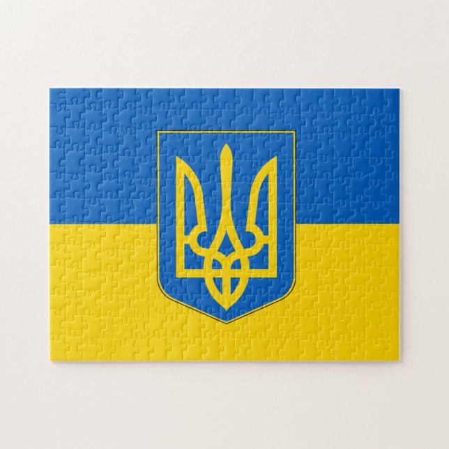 Puzzle mit der Flagge der Ukraine (Horizontal)