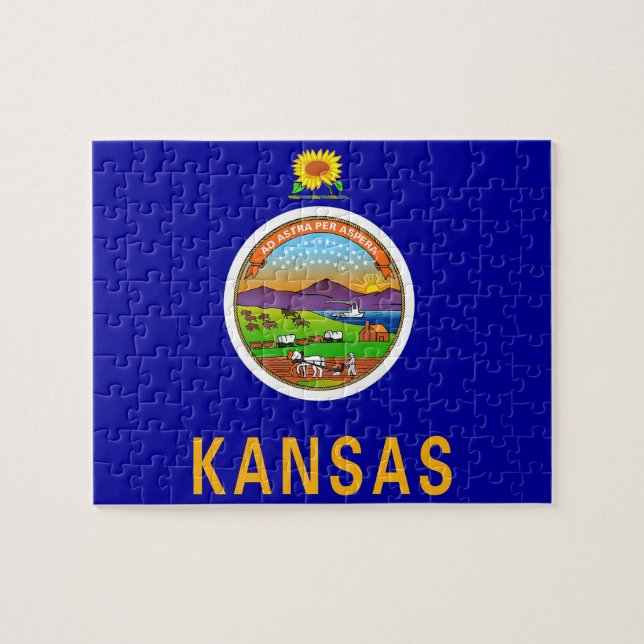 Puzzle mit der Flagge des Kansas-Staat (Horizontal)