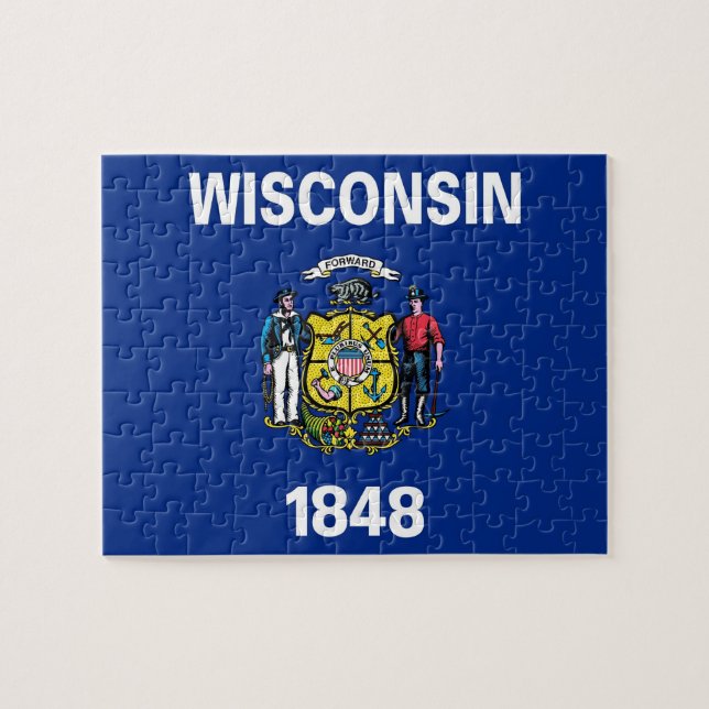 Puzzle mit der Flagge des Wisconsin-Staat (Horizontal)