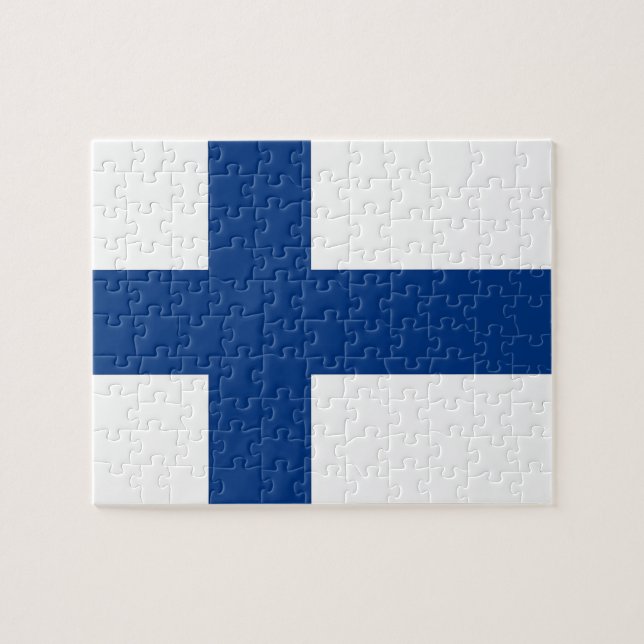 Puzzle mit der Flagge Finnlands (Horizontal)