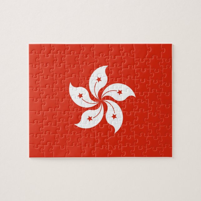 Puzzle mit der Flagge Hongkongs, China (Horizontal)