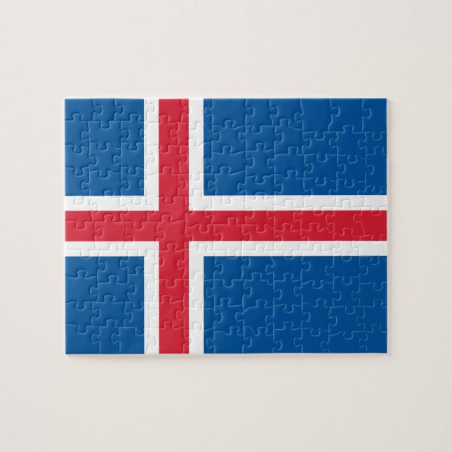 Puzzle mit der Flagge Islands (Horizontal)
