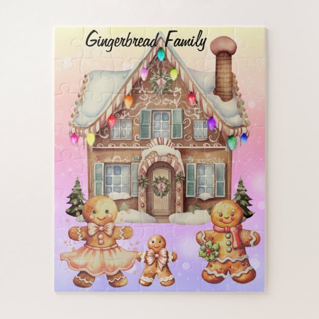 Puzzle mit einer Lebkuchenfamilie (Vertikal)