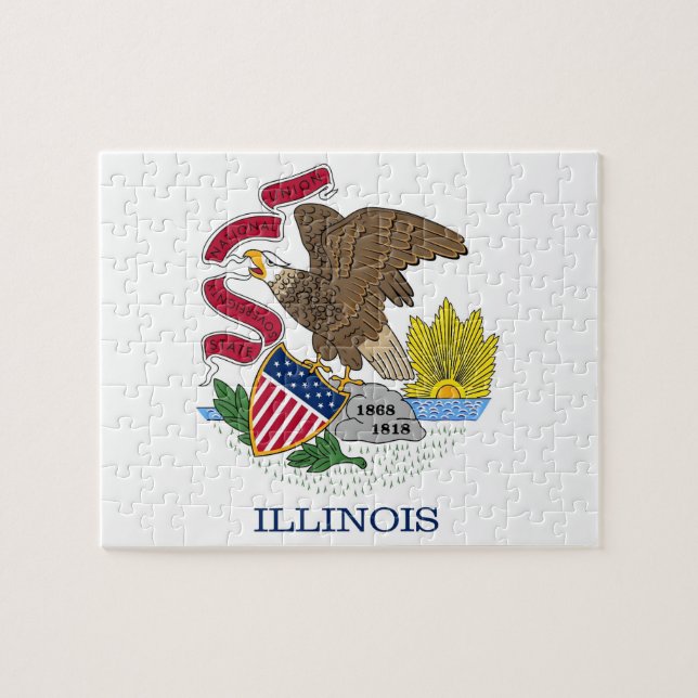 Puzzle mit Flagge des Staat Illinois (Horizontal)