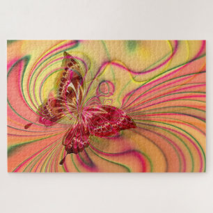 Puzzle mit rotem Schmetterling