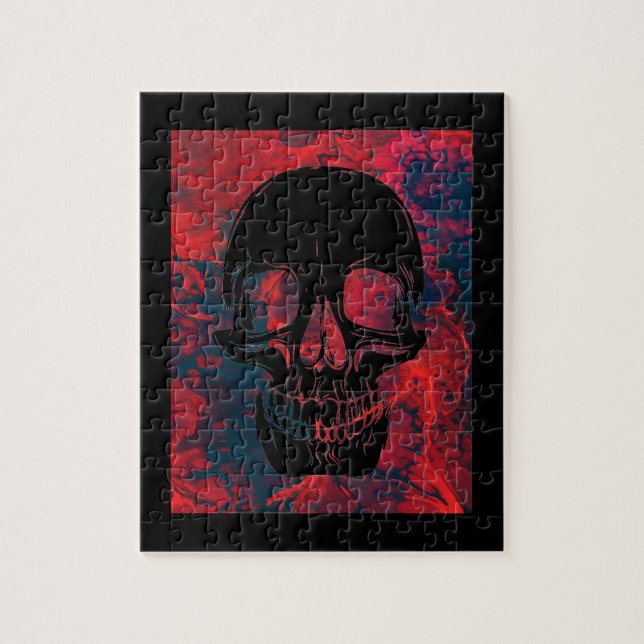 Puzzle mit rotem und schwarzem Schädel (Vertikal)