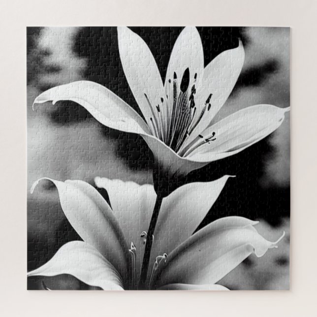 Puzzle mit schwarzen und weißen Lilien (Vertikal)