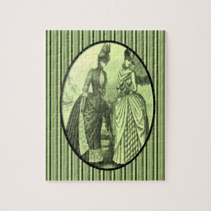 Puzzle mit Vintagen grünen Frauen
