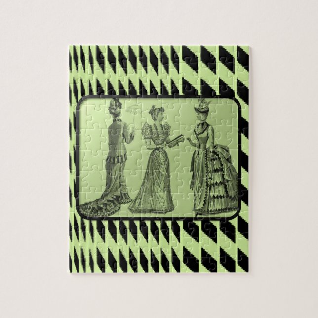Puzzle mit Vintagen grünen Frauen (Vertikal)