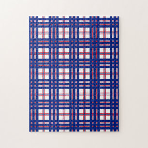 Puzzle Mod Plaid Pattern Red White Blue
