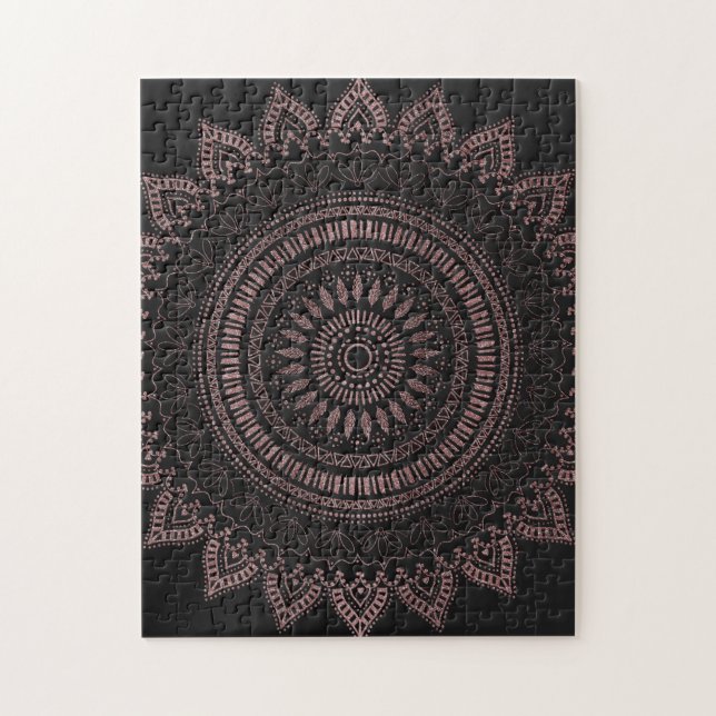 Puzzle Modèle de mandala en or rose tribal moderne (Vertical)