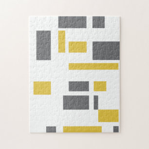 Puzzle Modern, simple, cool geometric yellow gray pattern