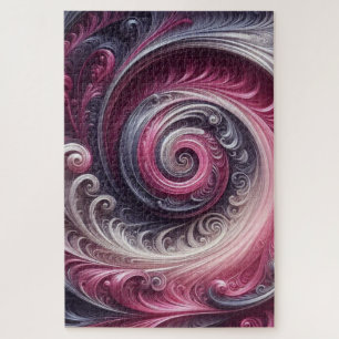 Puzzle Moderne Abstrait Simple Tourbillonnant Rose et Vio