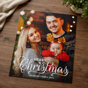 Puzzle Moderne Joyeux Noël Superposition de Photo Script 