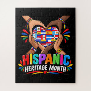 Puzzle Mois du patrimoine hispanique Cœur Mains Drapeaux