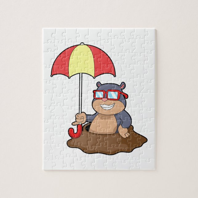 Puzzle Mole à la pluie avec parapluie (Vertical)