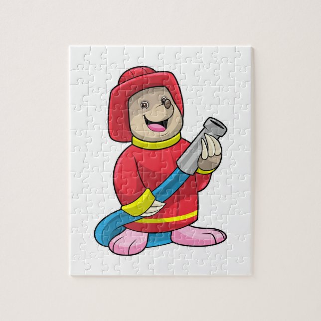 Puzzle Mole comme pompier avec tuyau (Vertical)