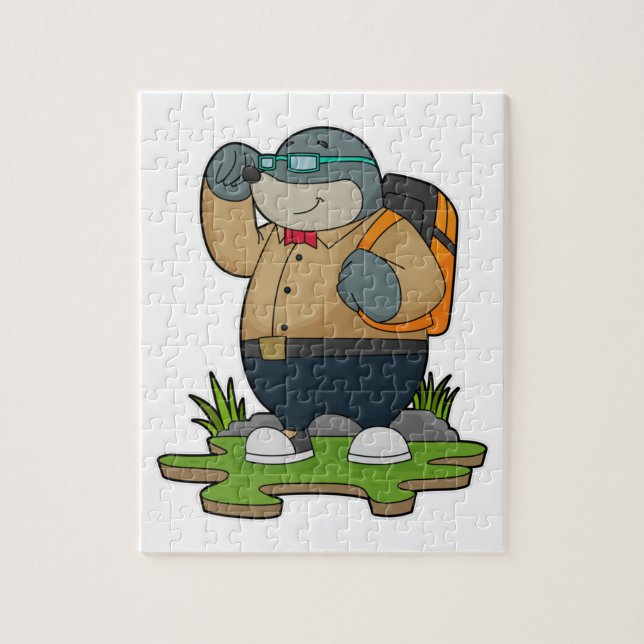 Puzzle Mole comme randonneur avec sac à dos (Vertical)