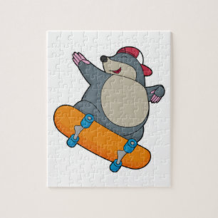 Puzzle Mole en skate avec skateboard