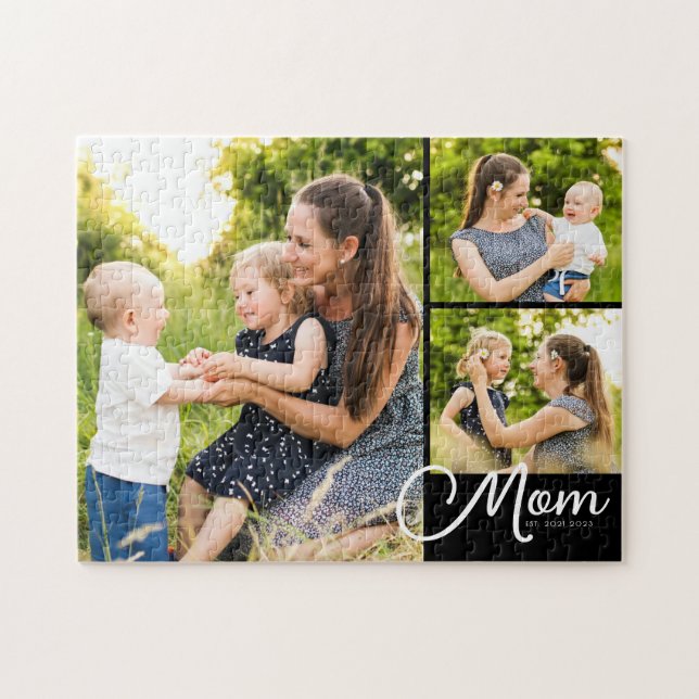 Puzzle Mom Established Modern Script 3 Photo  (Horizontal)